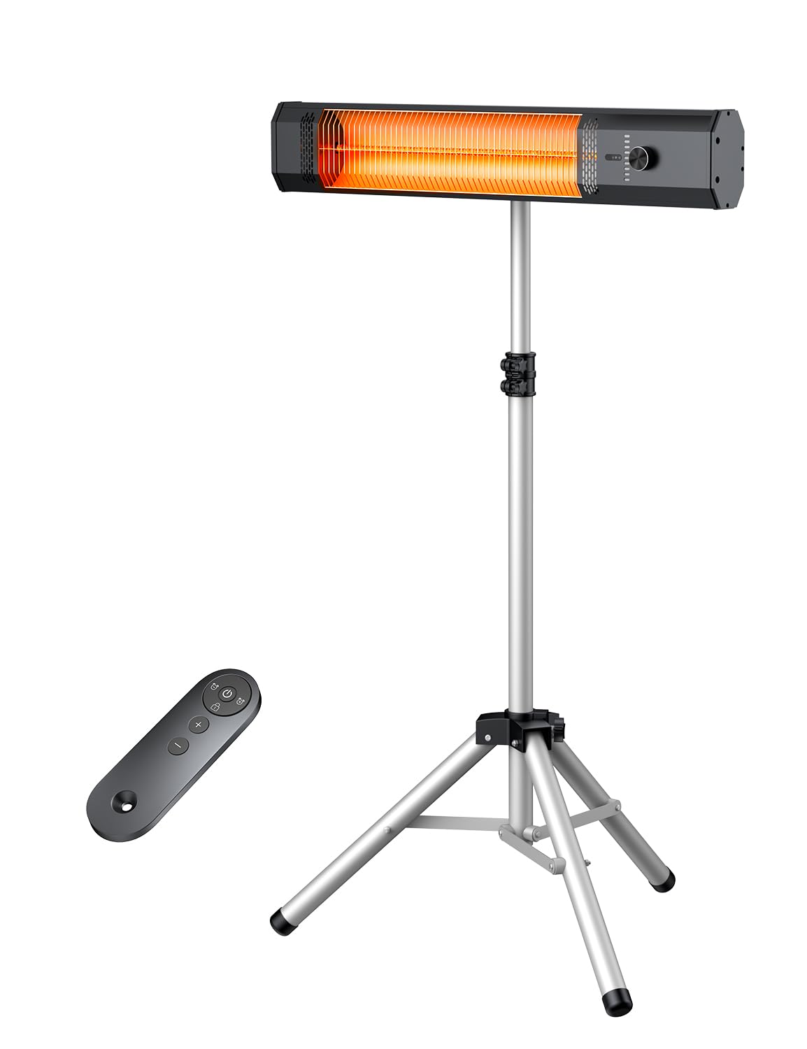 FLOWBREEZE front view on stand showing compact profile and quick warmth