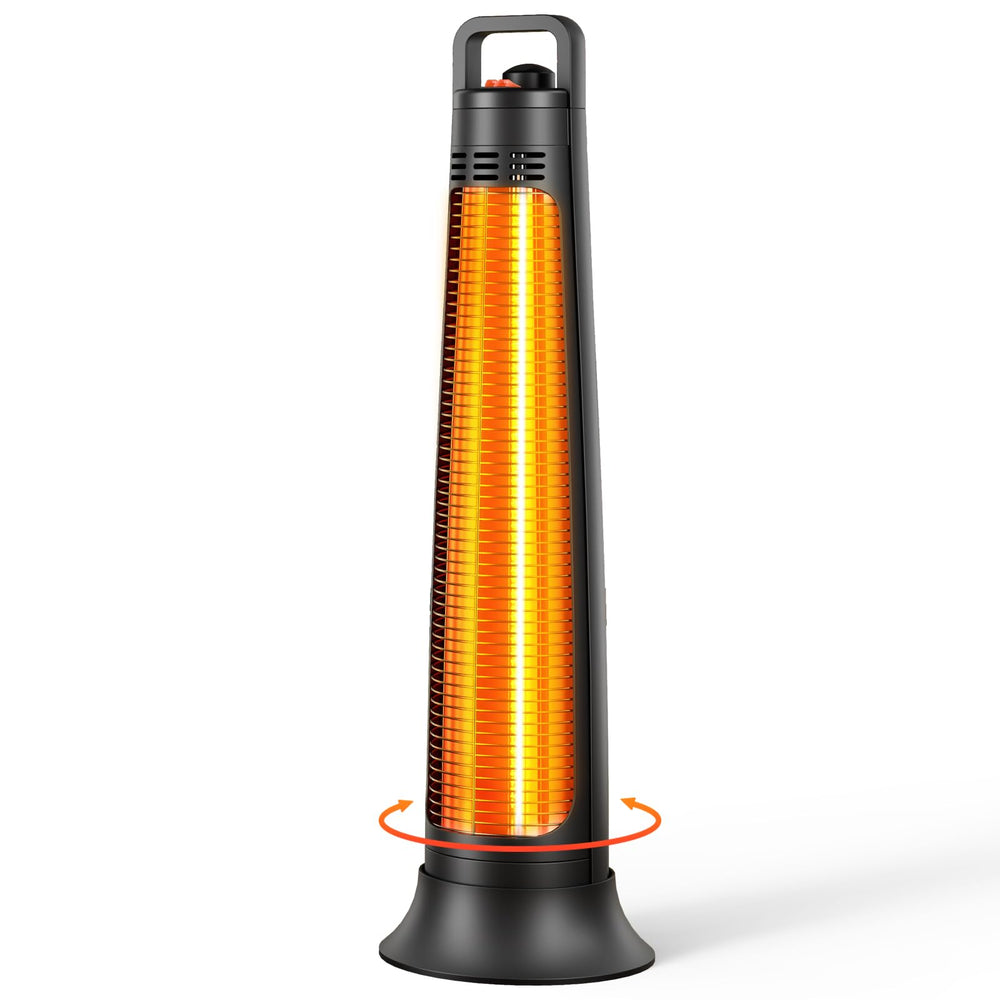 FLOWBREEZE front view showing sleek tower and warming benefit