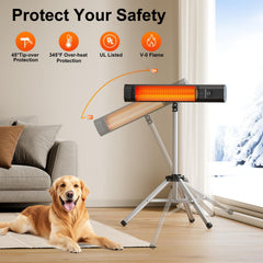 FLOWBREEZE adjustable-height pole detail showing customized heat placement