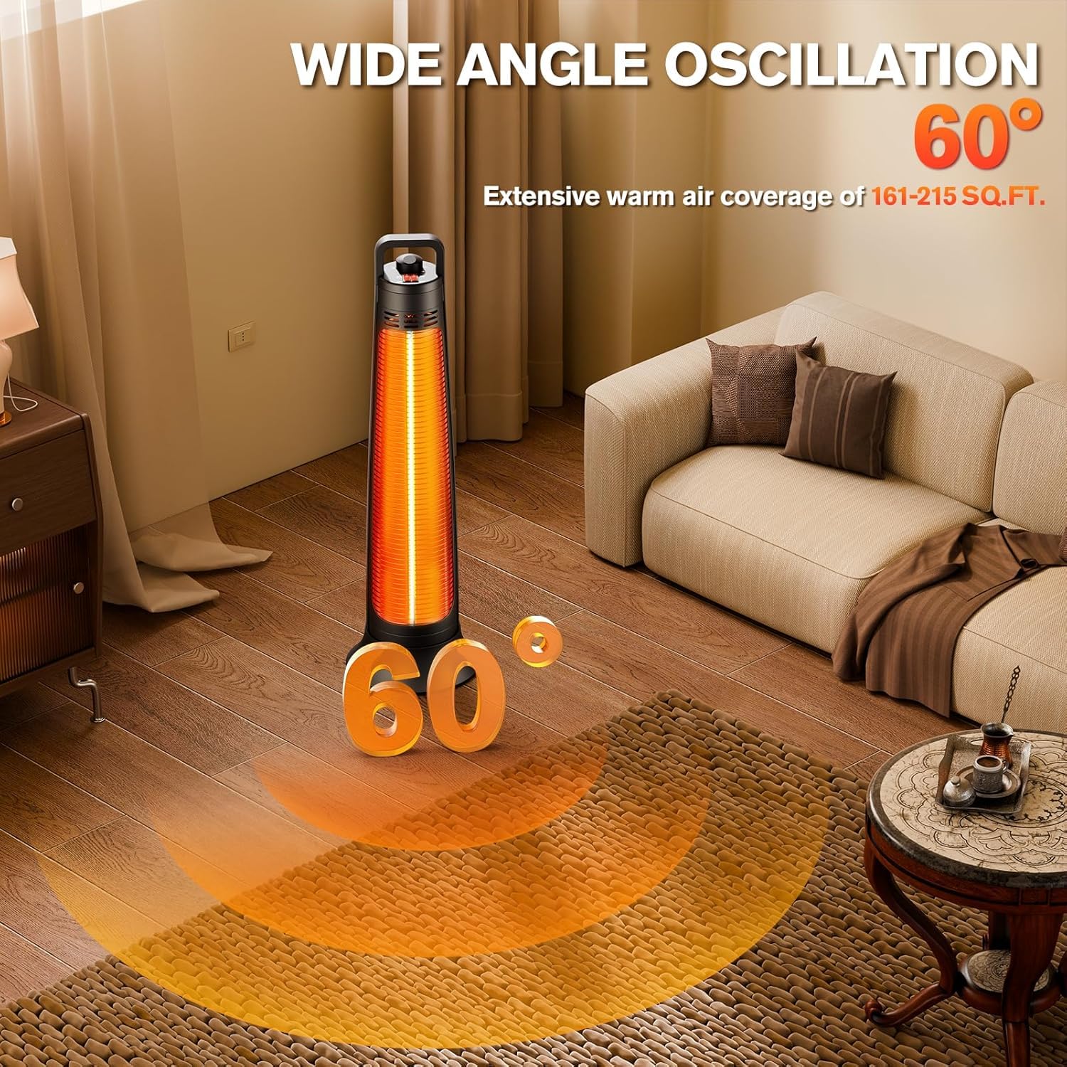 FLOWBREEZE infrared glow detail highlighting immediate radiant warmth benefit