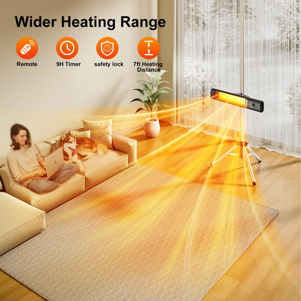 FLOWBREEZE wall-mounted heater installed under patio offering secure warmth