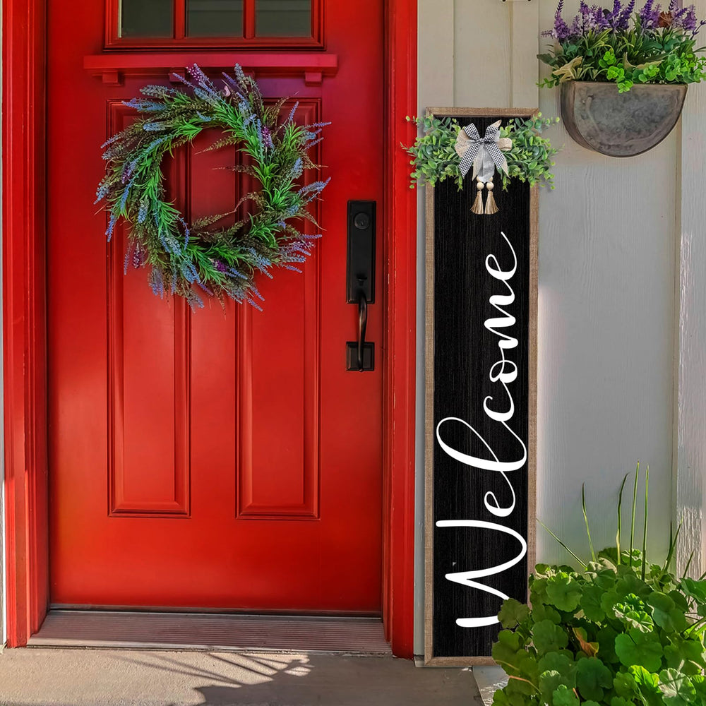 flowtorely welcome sign mounted on porch creating inviting curb appeal