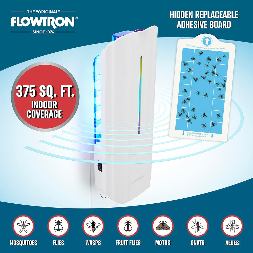 Flowtron adhesive board detail showing sticky surface for hygienic insect capture