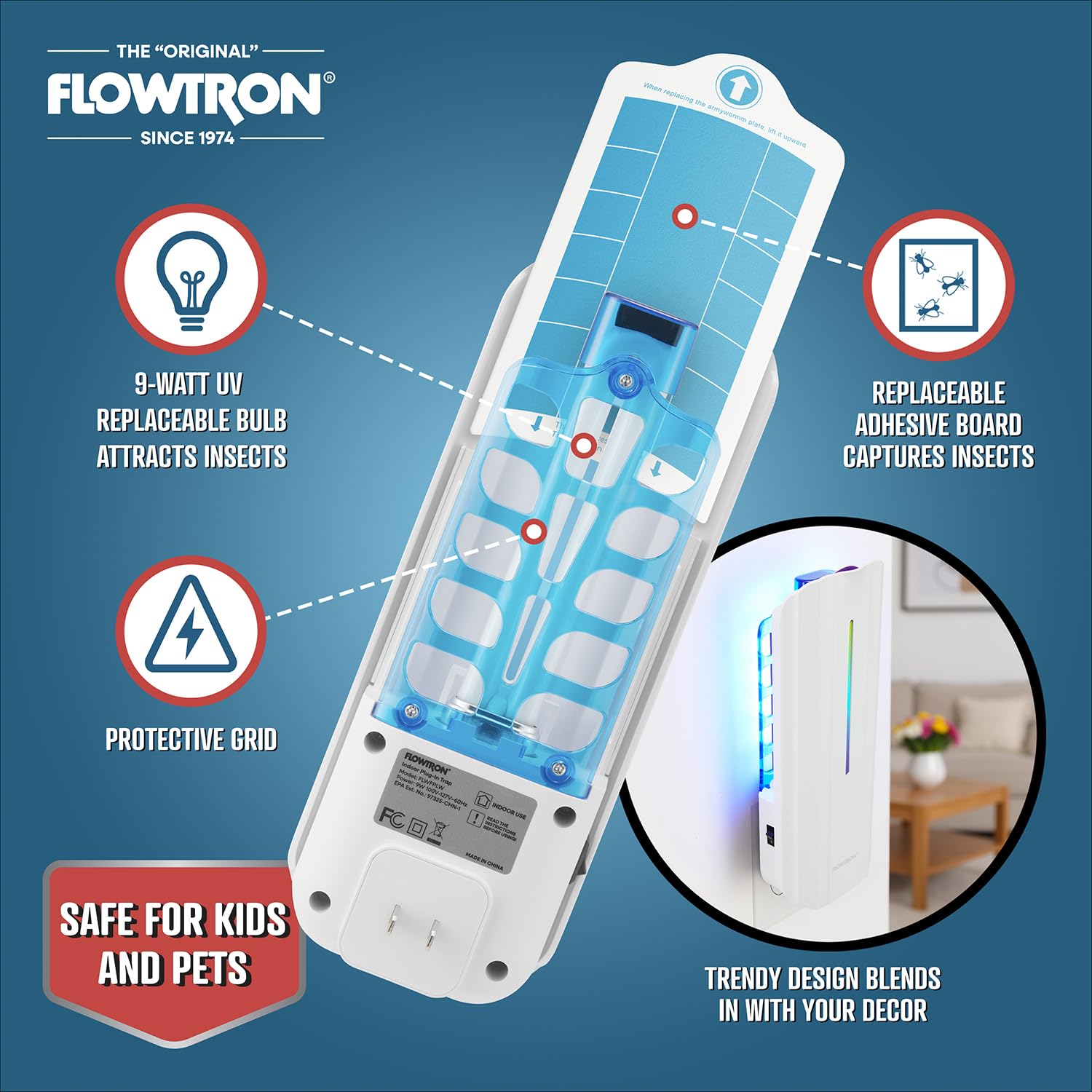 Flowtron close-up of 9W UV bulb highlighting insect-attracting light element
