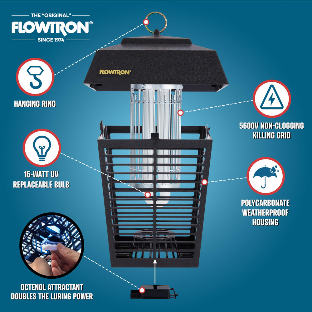 Flowtron primer plano rejilla eléctrica que elimina insectos eficazmente