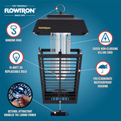 Flowtron primer plano rejilla eléctrica que elimina insectos eficazmente