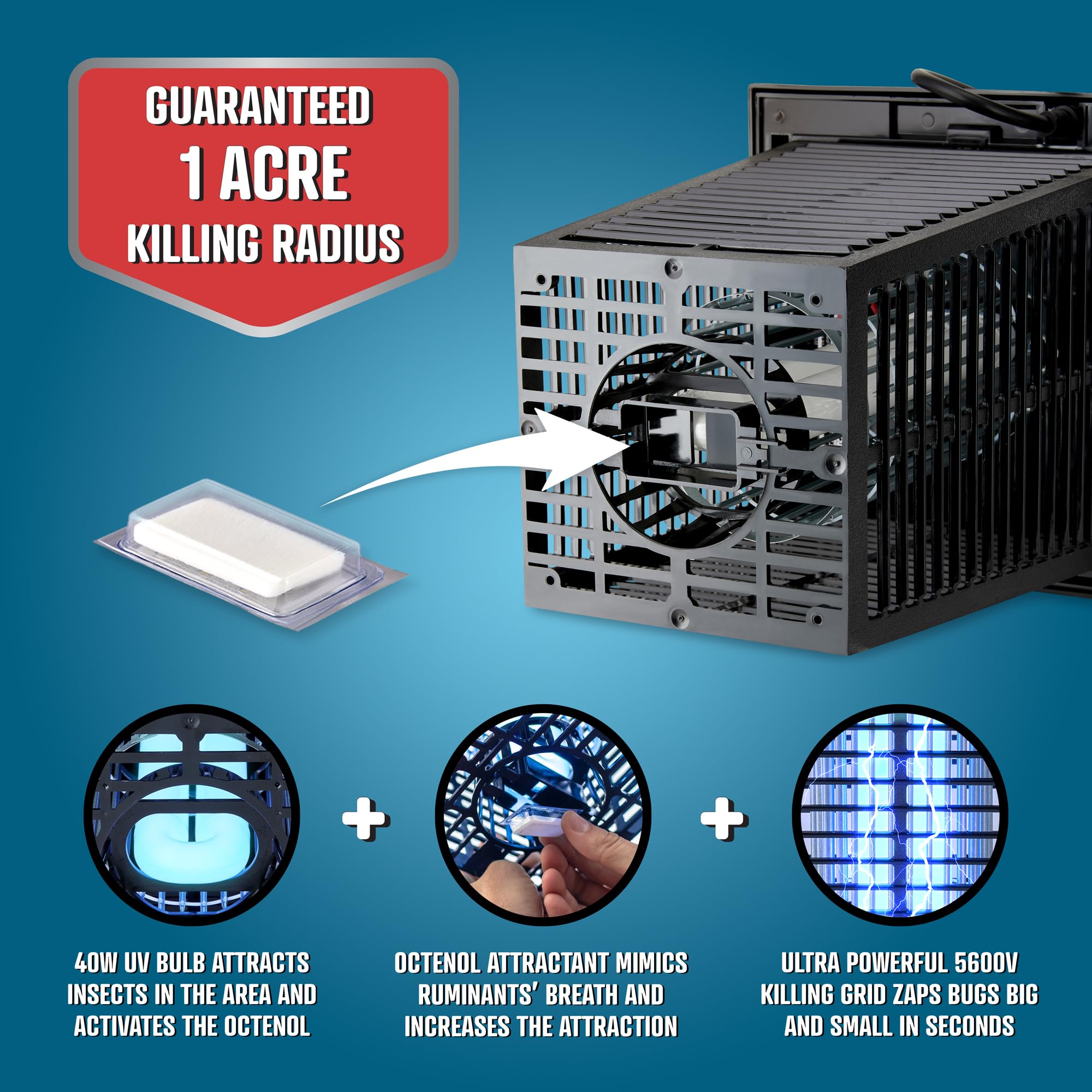 Flowtron electrified grid detail visible for safe quick insect elimination