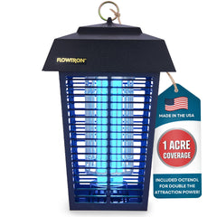 Flowtron front view lantern showing hanging design and coverage benefit