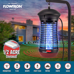 Flowtron electric grid detail illustrating 4000V shock grid that instantly eliminates flying insects