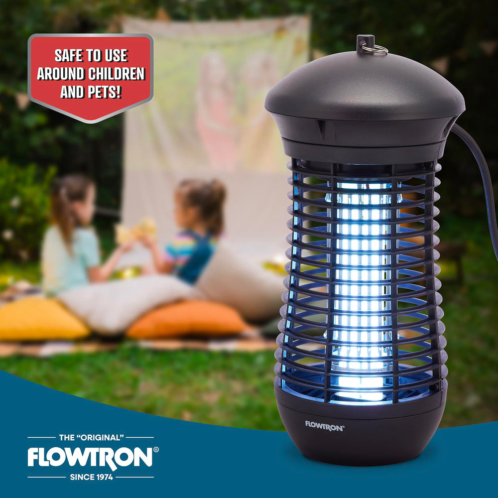 Flowtron in backyard at dusk demonstrating insect control for outdoor gatherings and relaxation