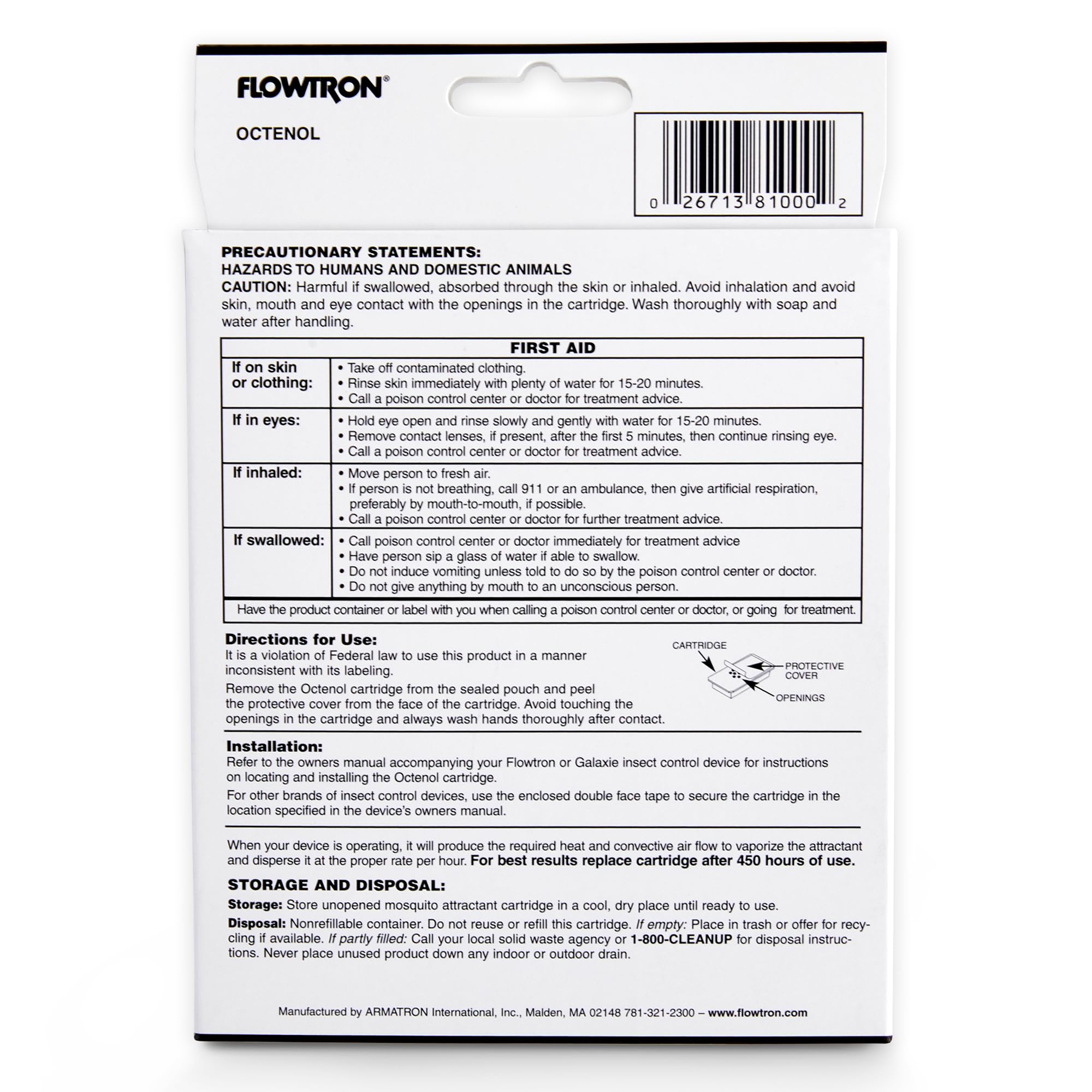 Flowtron cartridge beside a ruler showing compact size and simple replacement benefit