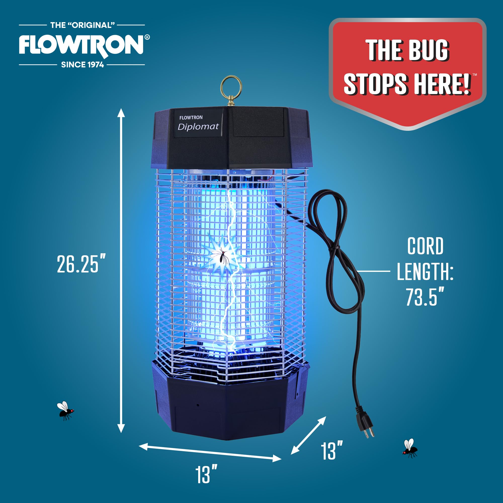 Flowtron mounted on a post directing bugs away from patio area