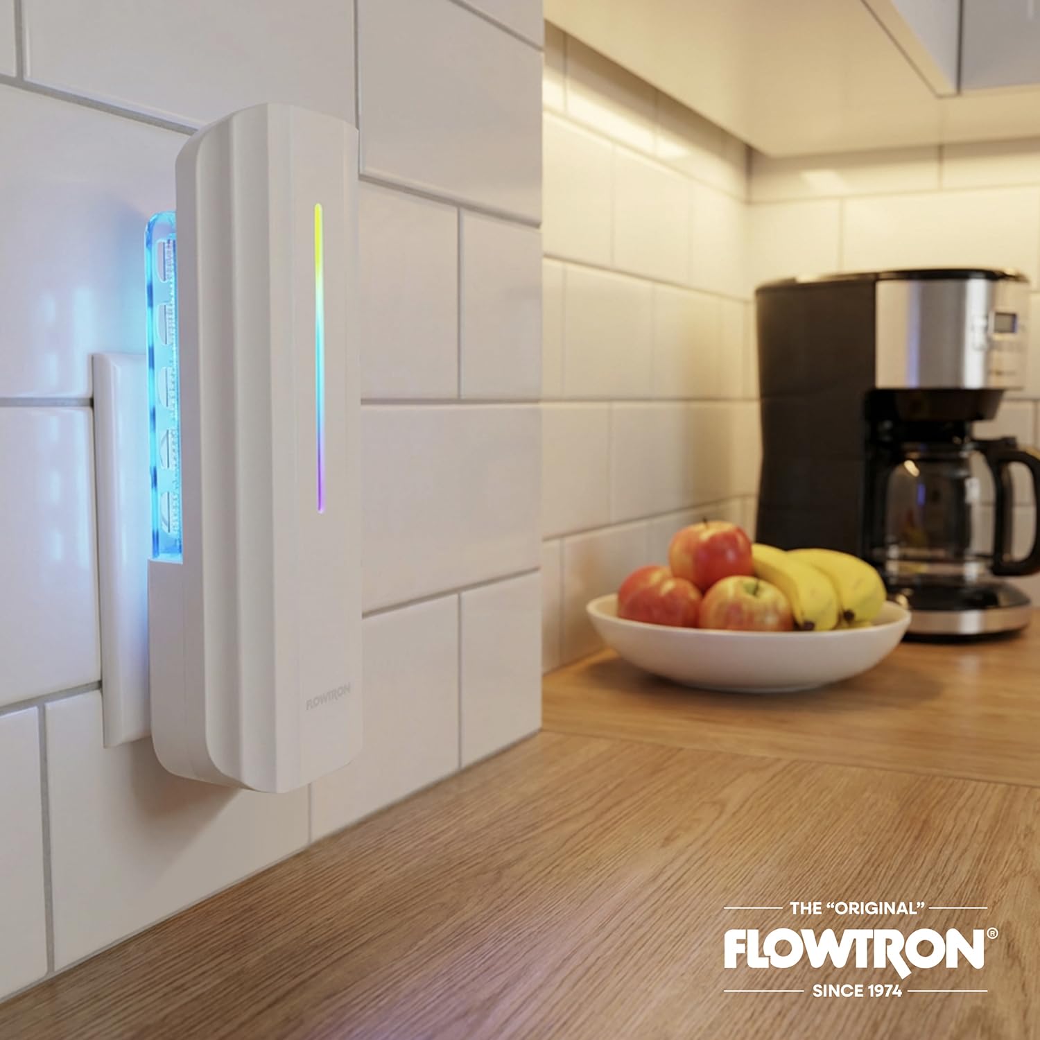 Flowtron mounted on office wall in professional setting minimizing visible pest control