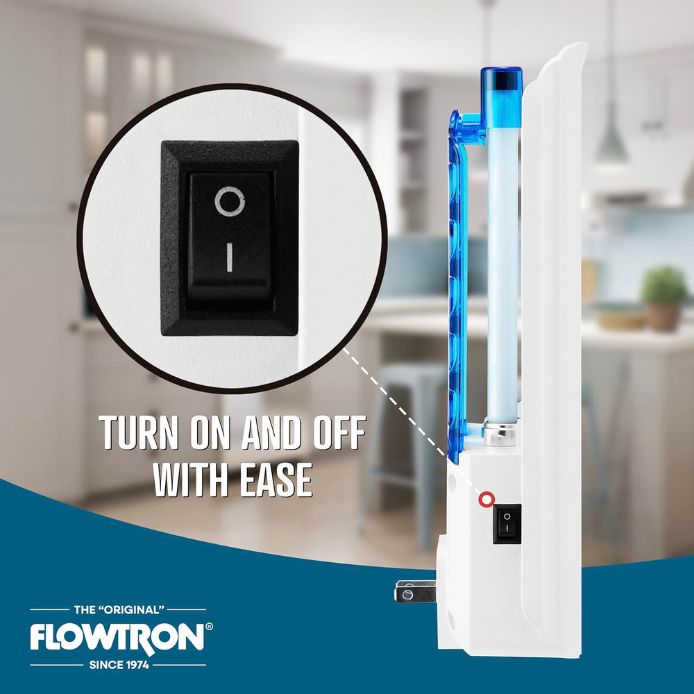 Flowtron held in hand for size comparison showing compact, space-saving design