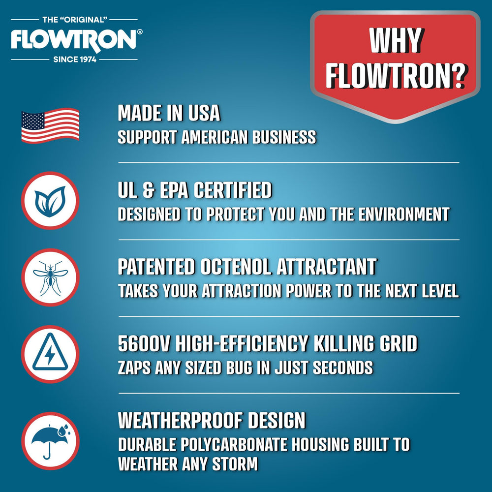 Flowtron size comparison with hand showing compact portable benefit