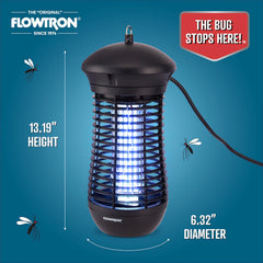 Flowtron glowing blue UV bulb close-up showing insect attraction and increased coverage