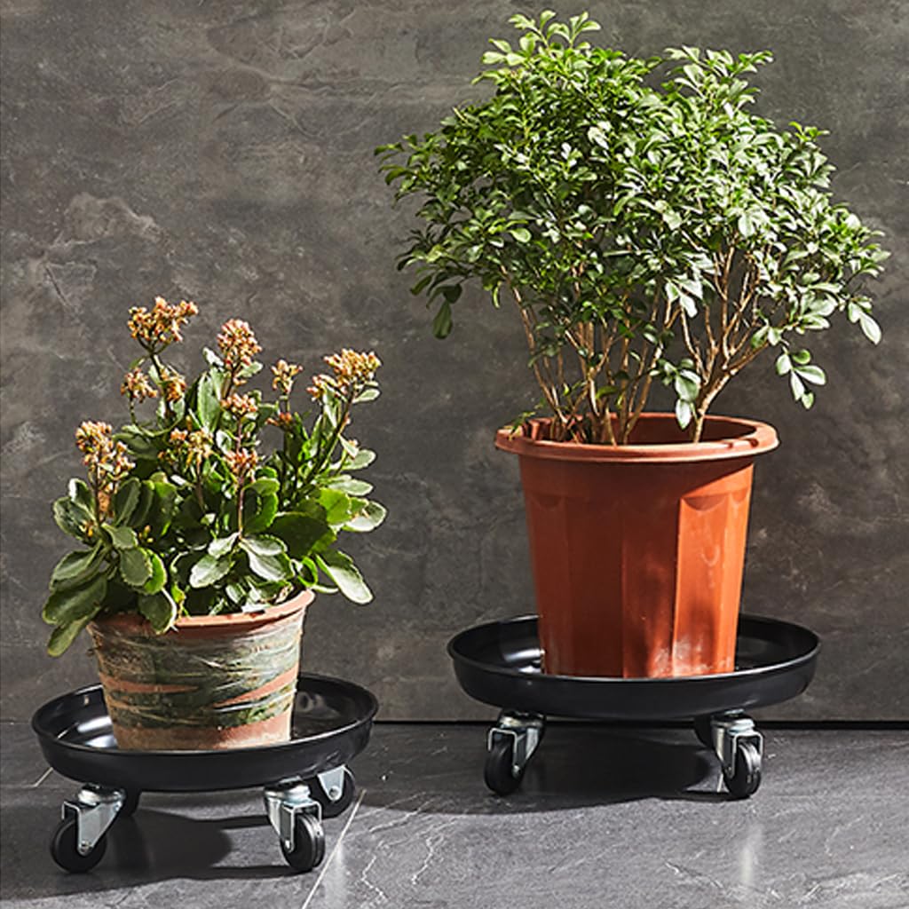 FLRISNTIG outdoor patio scene with dolly supporting heavy planter for weather resistance