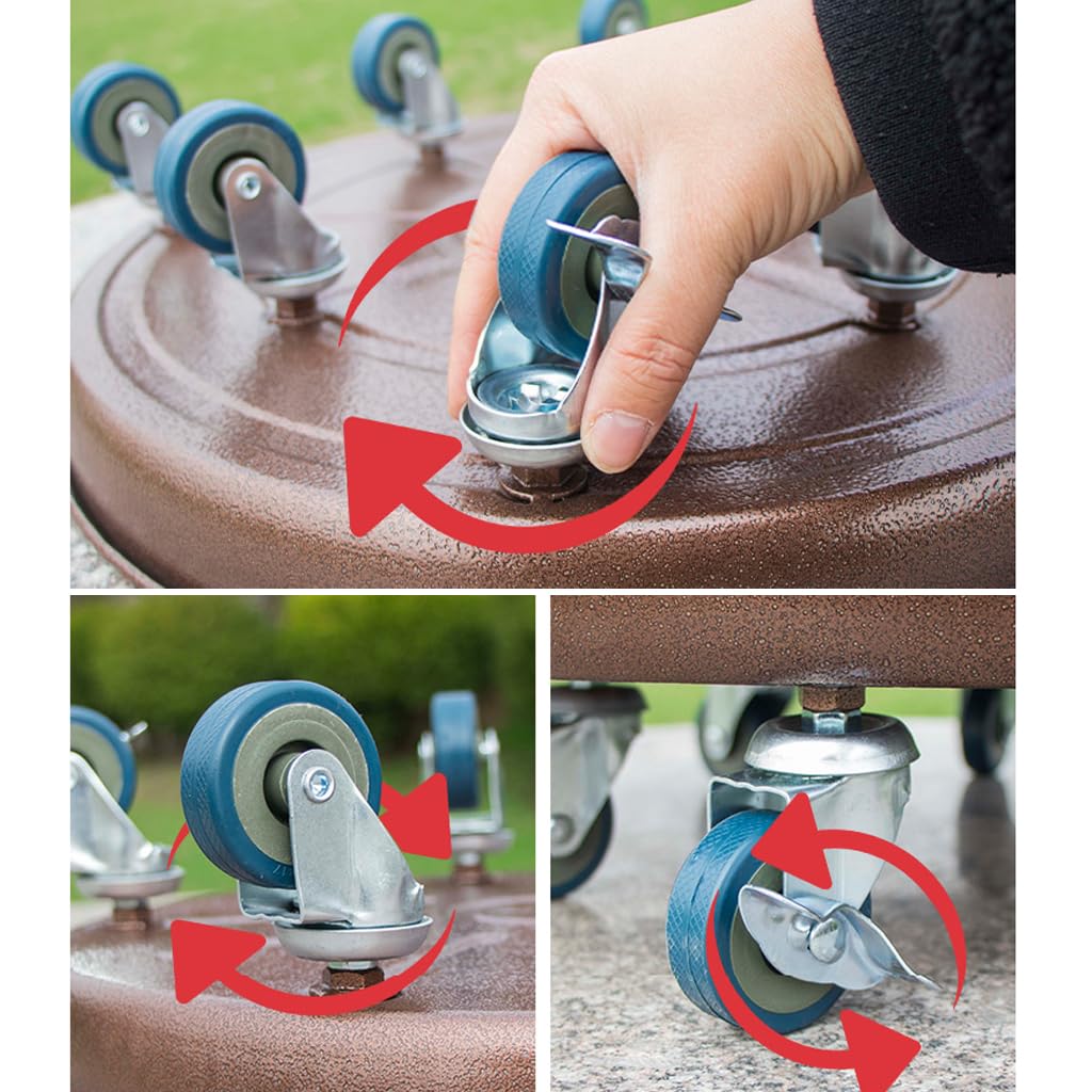 FLRISNTIG close-up of lockable caster showing 360-degree swivel and restraint for stable placement