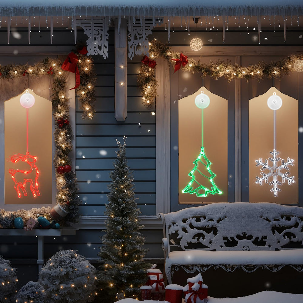Flutesan window scene with lights creating cozy holiday ambiance for guests