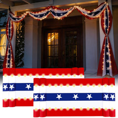 FLUUZE front view of full 19.6ft patriotic bunting showing bold colors and pattern