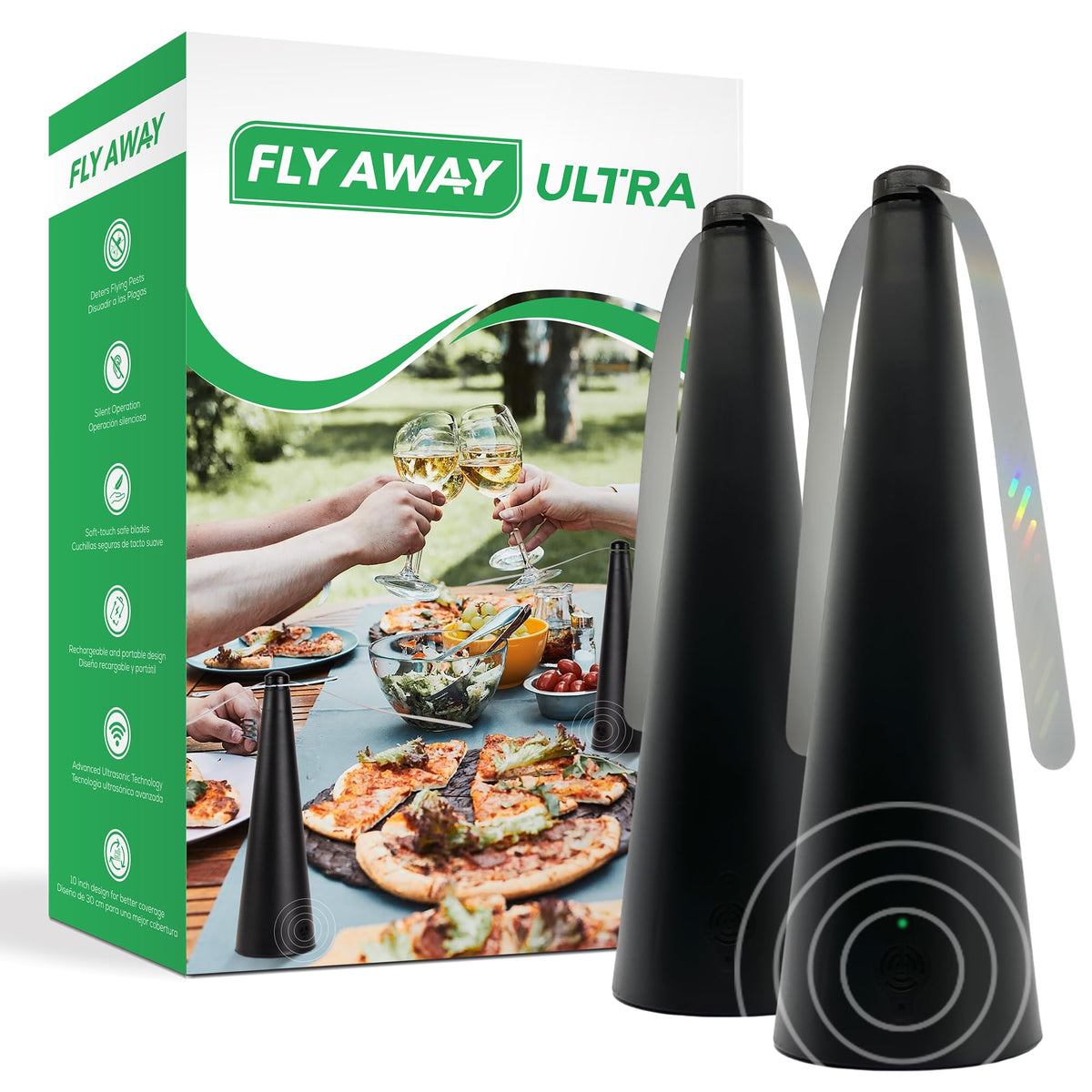 Fly Away Product front view of two units showing compact tabletop protection