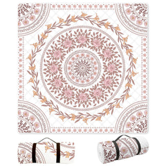FLY SPRAY front view of gingham blanket shows roomy area and picnic-ready layout