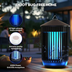 Flyghost closeup of UV bulb glow attracting insects effectively