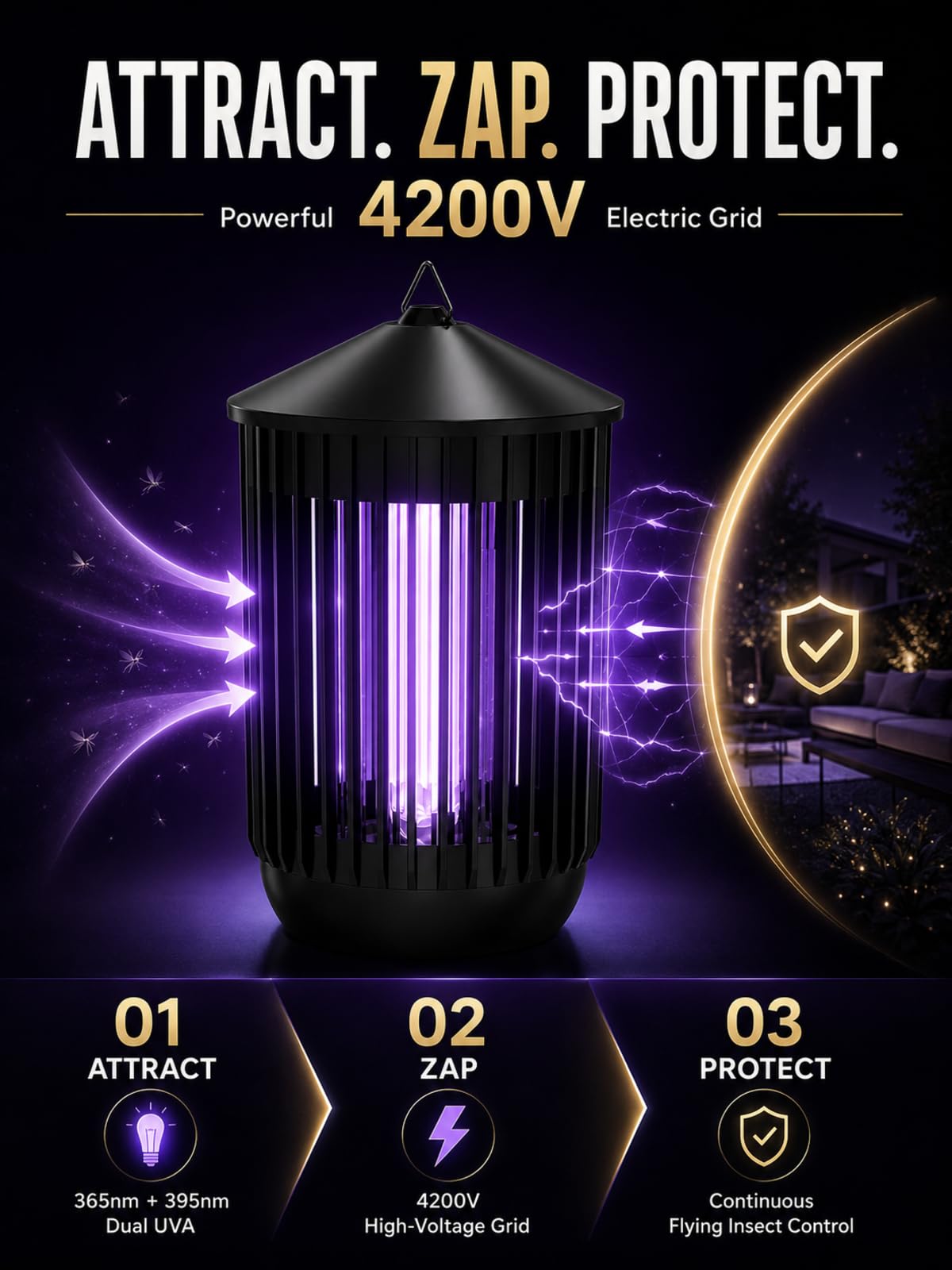 Flyghost electric grid detail illustrating 4200V zapping safety benefit