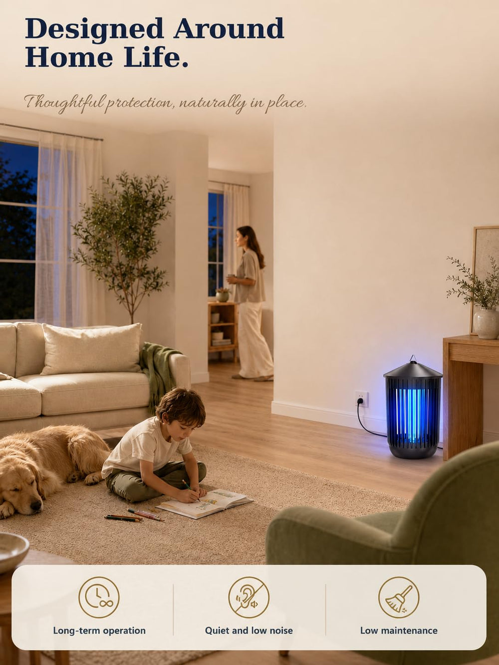 Flyghost installed on porch creating insect-free outdoor dining and comfortable evenings