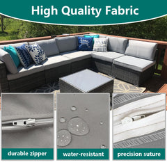 FLYMEI cushion cover on patio sofa illustrating refreshed outdoor seating look