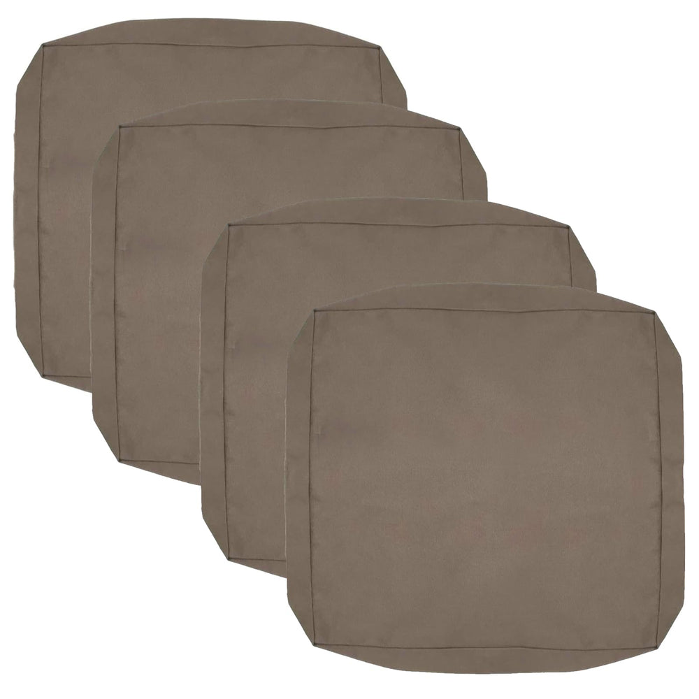 FLYMEI front view of four taupe cushion covers refreshing patio decor