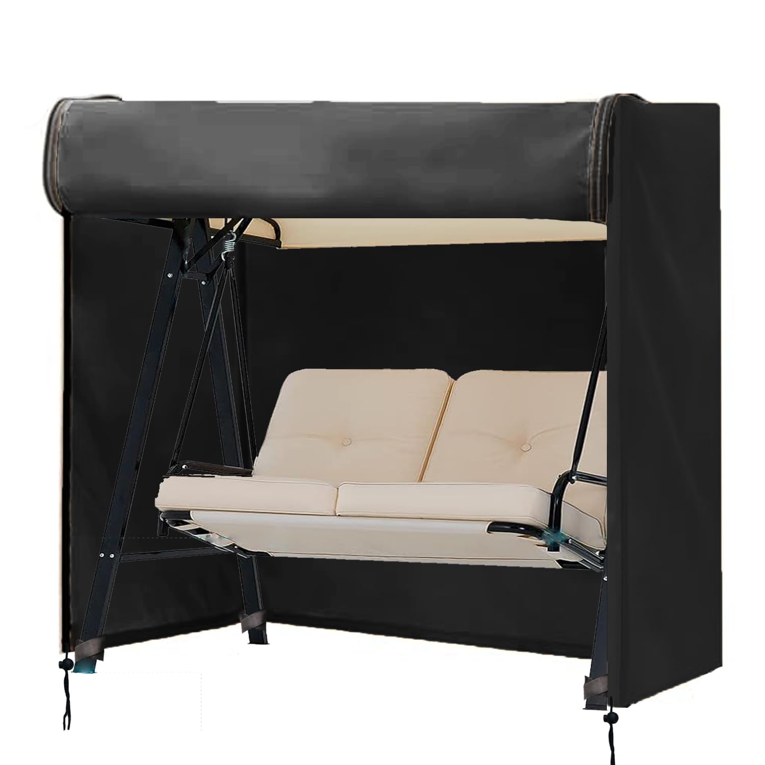 FLYMEI front view of covered swing showing full protection and neat fit