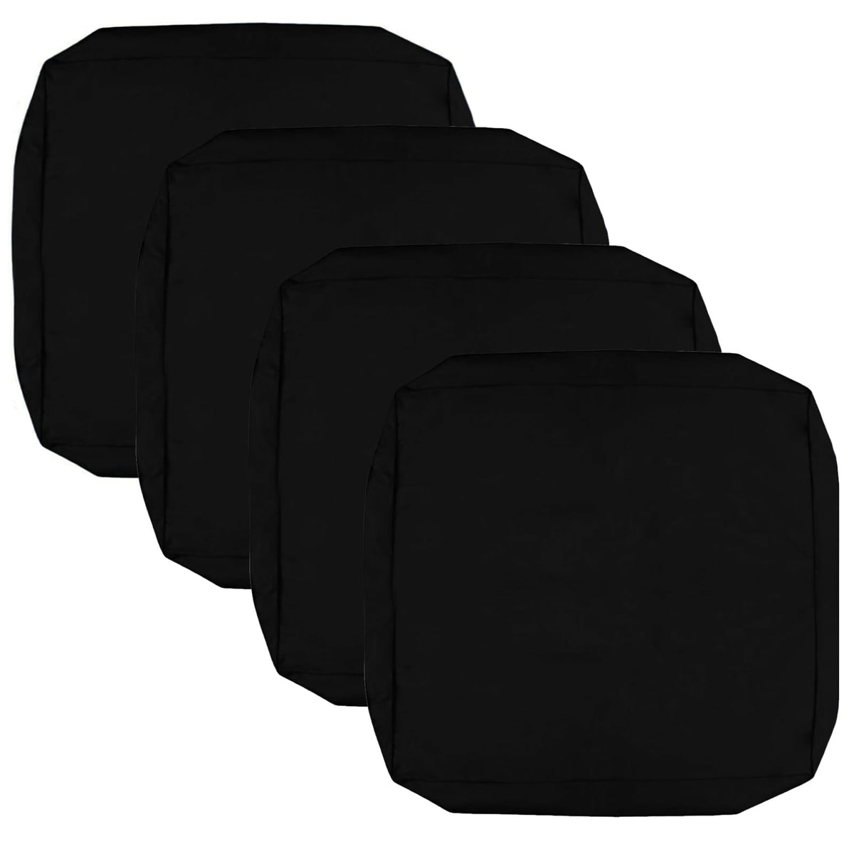 FLYMEI front view of four black cushion covers showing neat fit and protection