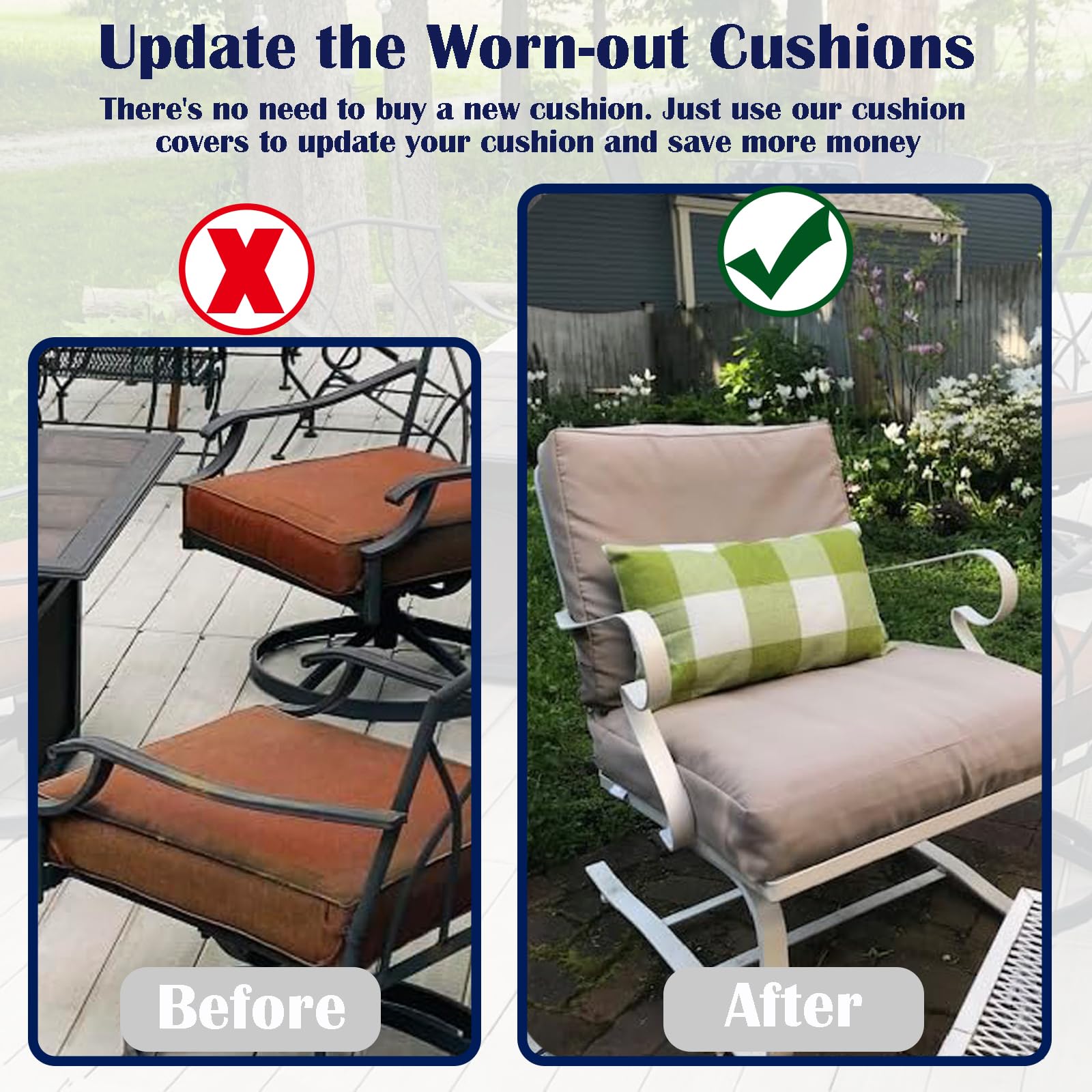 FLYMEI cushion on chair showing correct 24x22x4 fit for visual scale