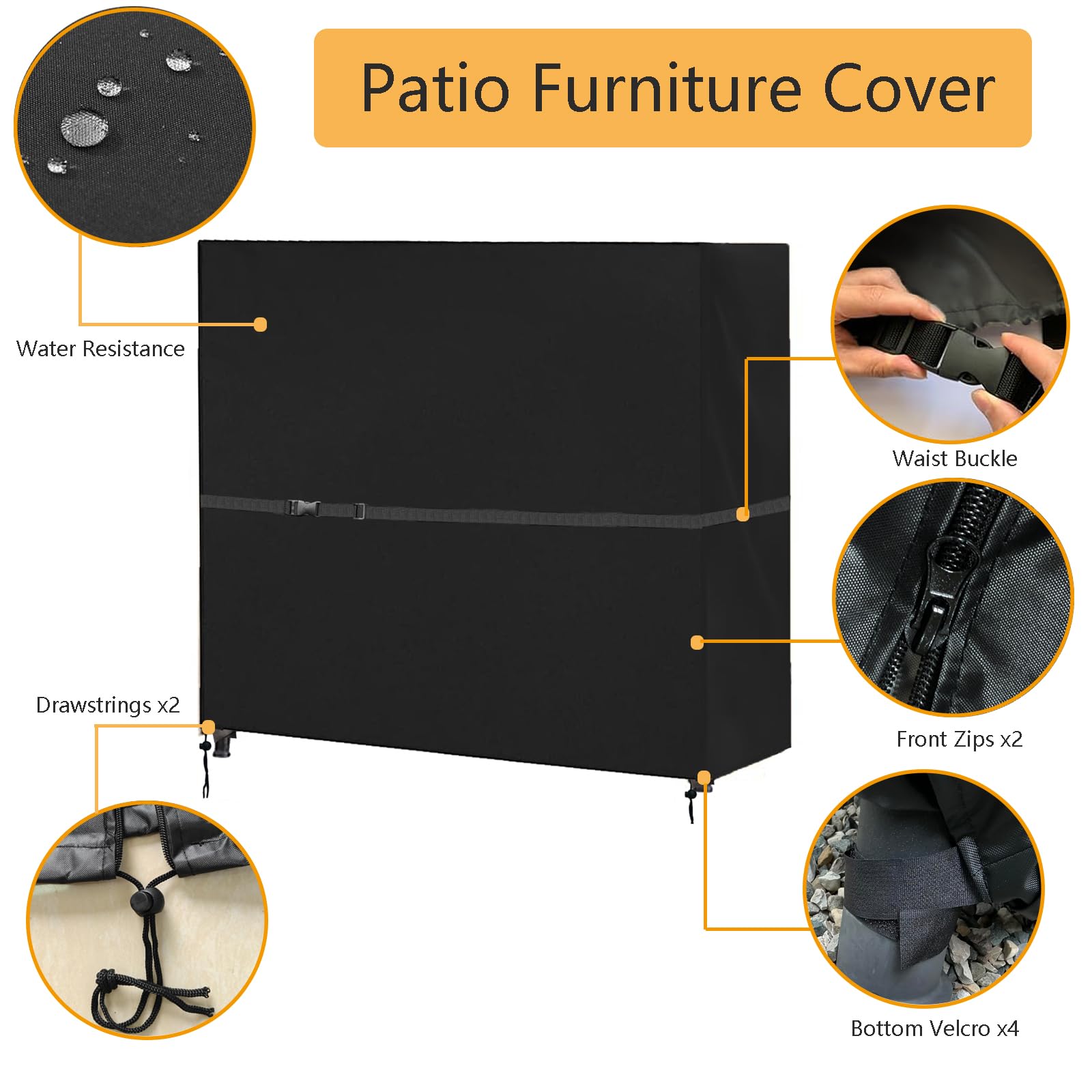 FLYMEI windproof straps and drawcords securing cover during breezy conditions