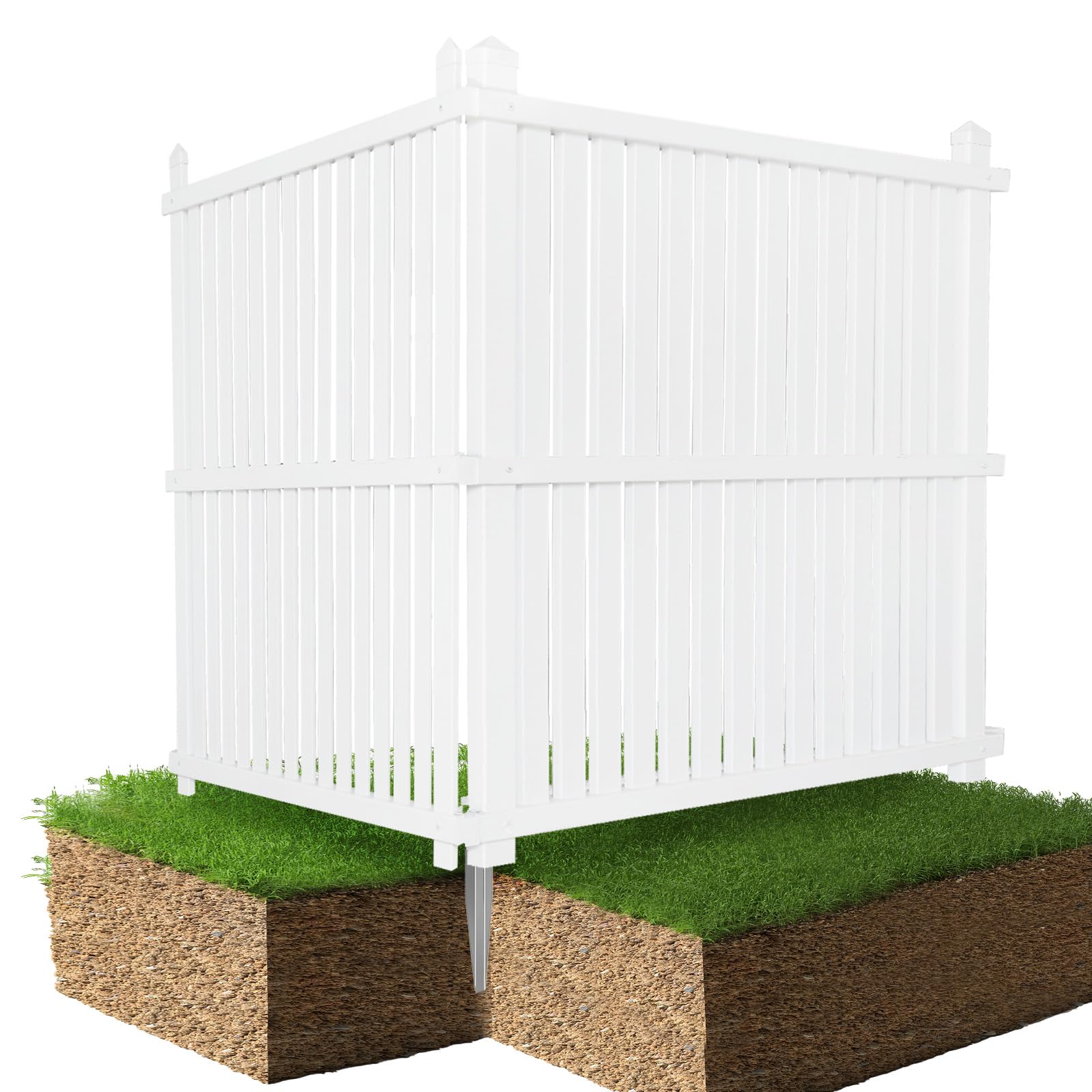 FLYYIBO front view of white vinyl panel showing neat enclosure and curb appeal