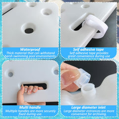 FMOACEN installed on a pool ladder demonstrating reduced wobble and safer steps