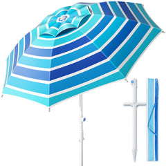 Fncanta front view of whole umbrella showing canopy and ribs for wide shade