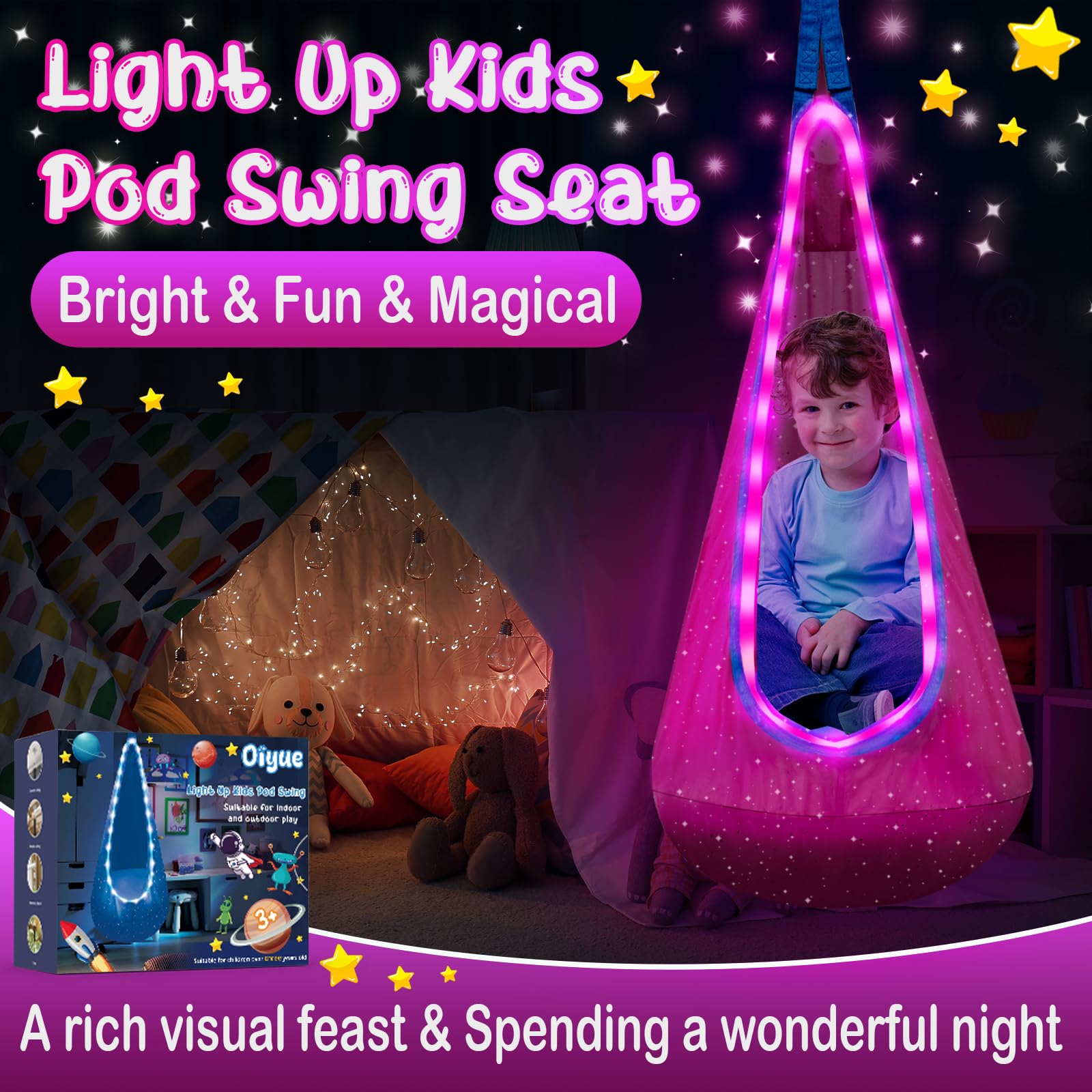 FNZU LED lights closeup displaying vibrant colors for magical evening atmosphere