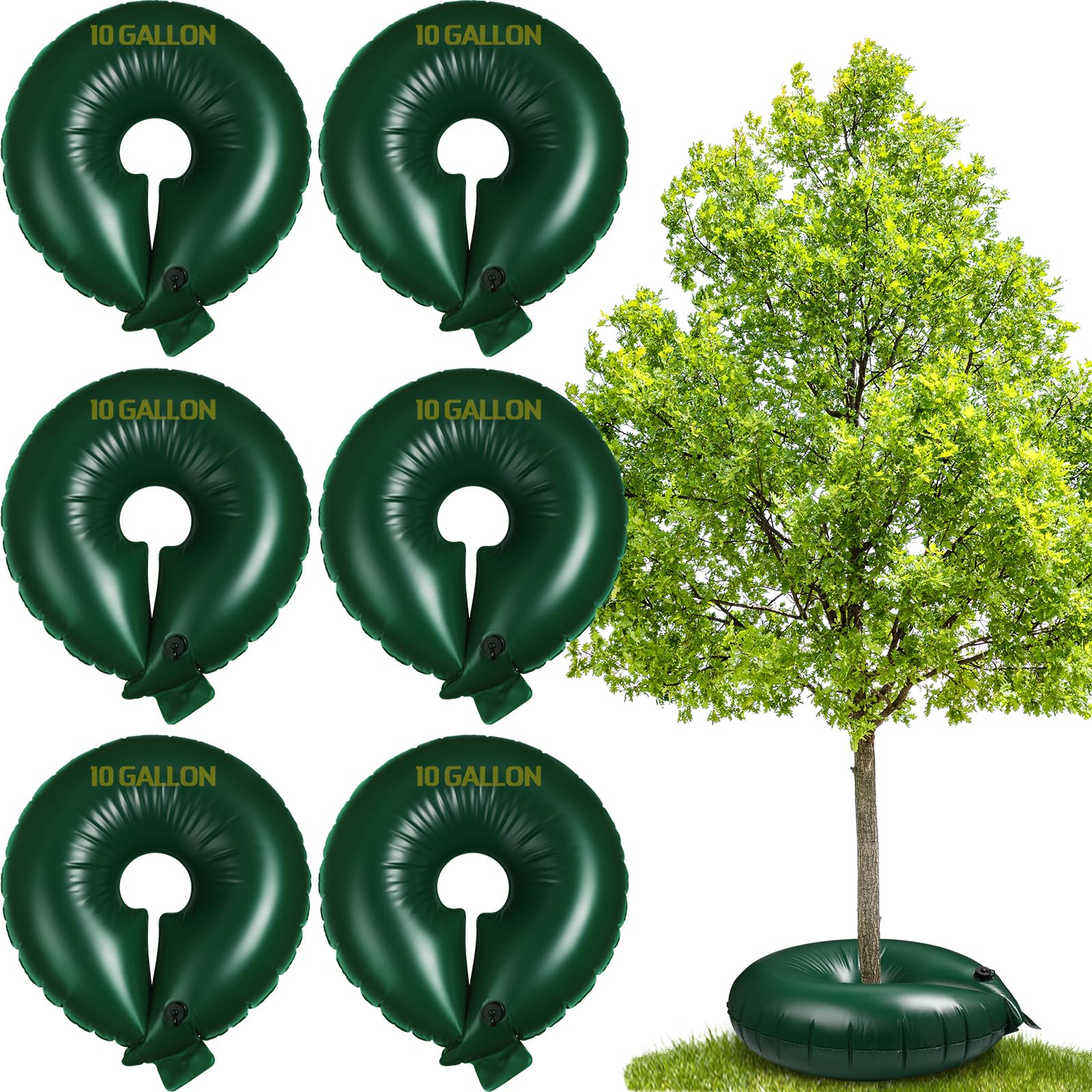 Foaincore front view of six green watering rings showing kit and convenience