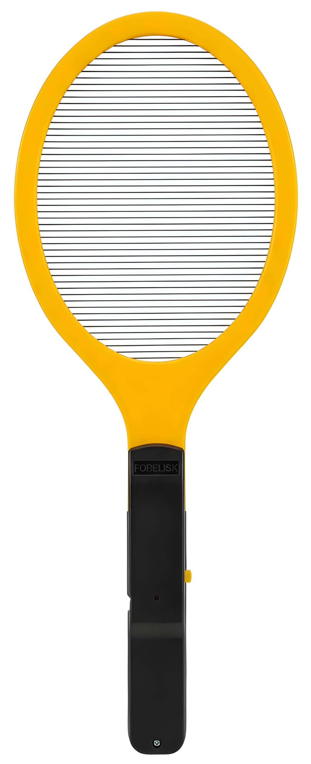 FOBELISK front view of electric fly swatter, shows ergonomic handle for easy use