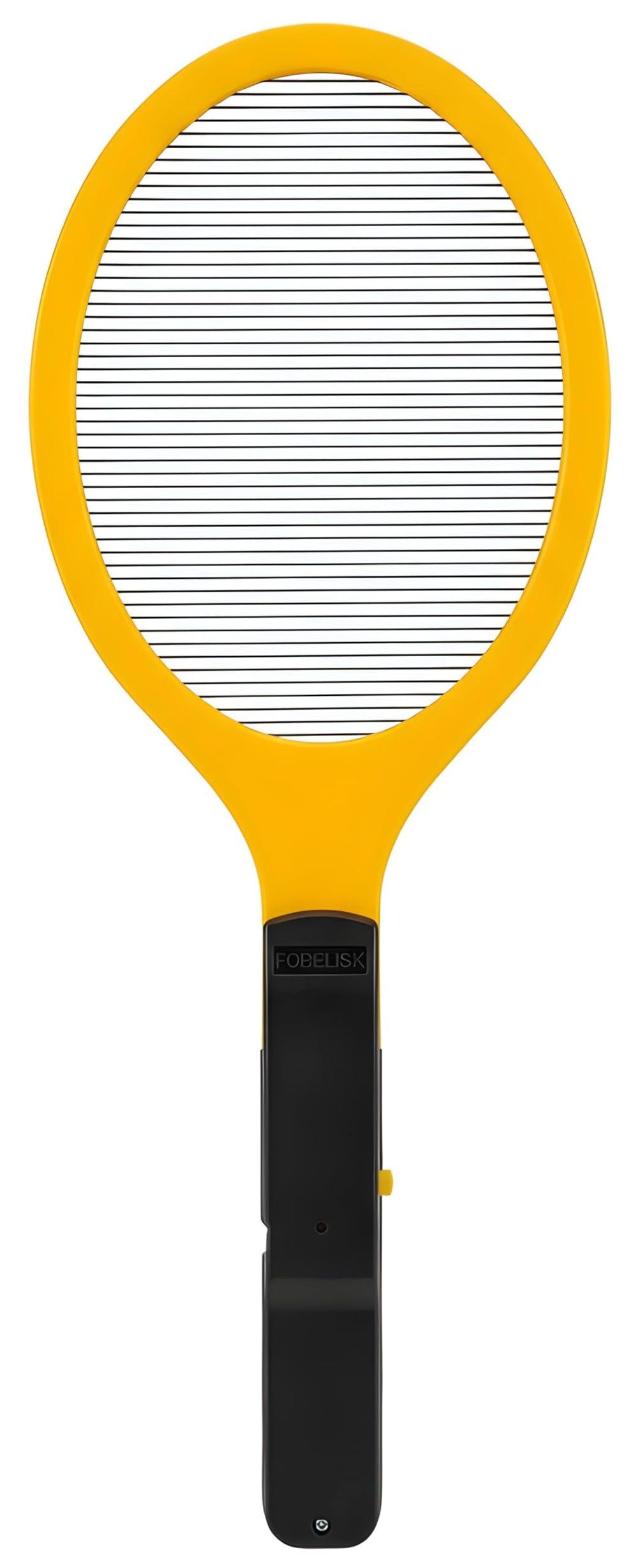 FOBELISK front view of electric fly swatter, shows ergonomic handle for easy use