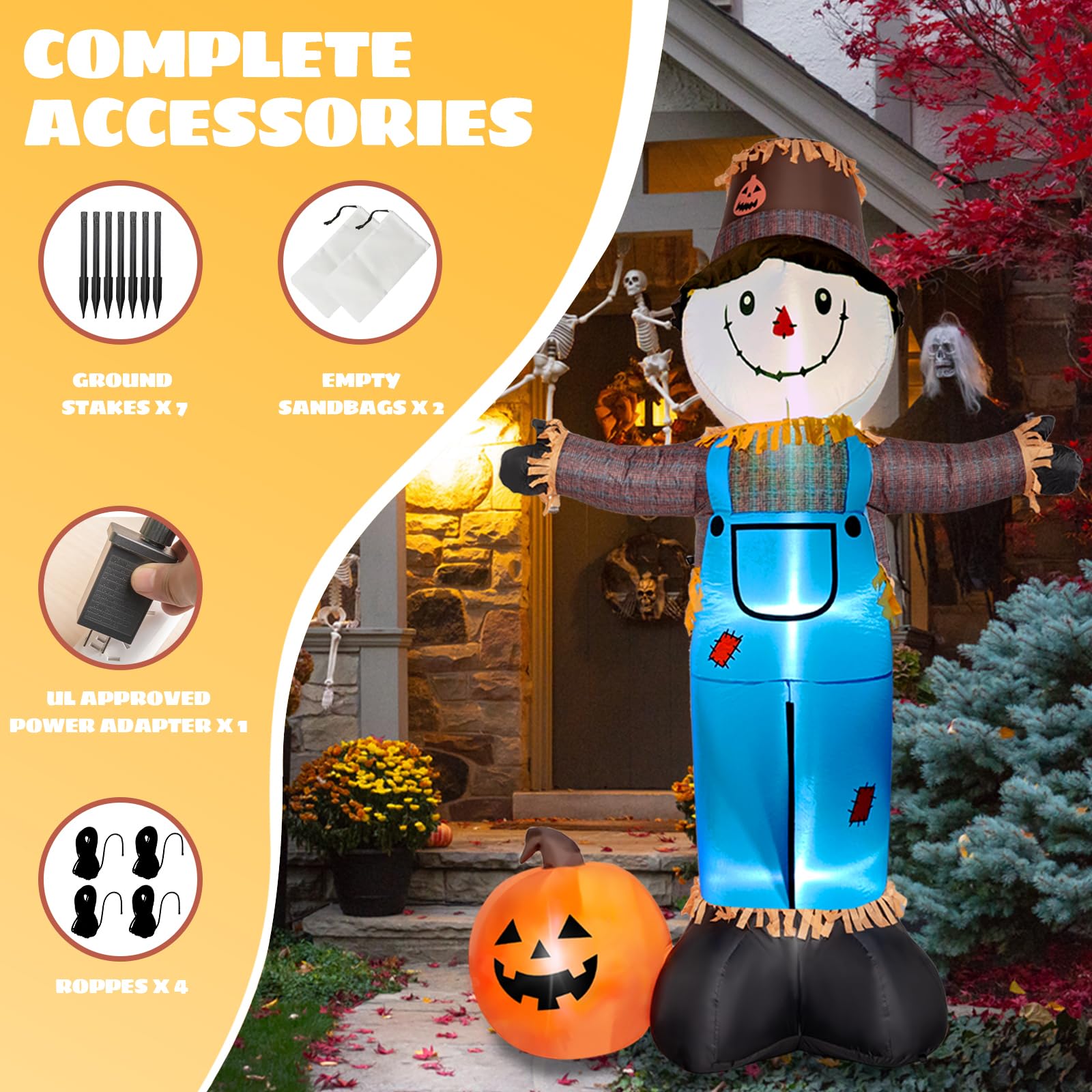 FOCIE scarecrow close-up of face fabric and stitching highlighting durable construction