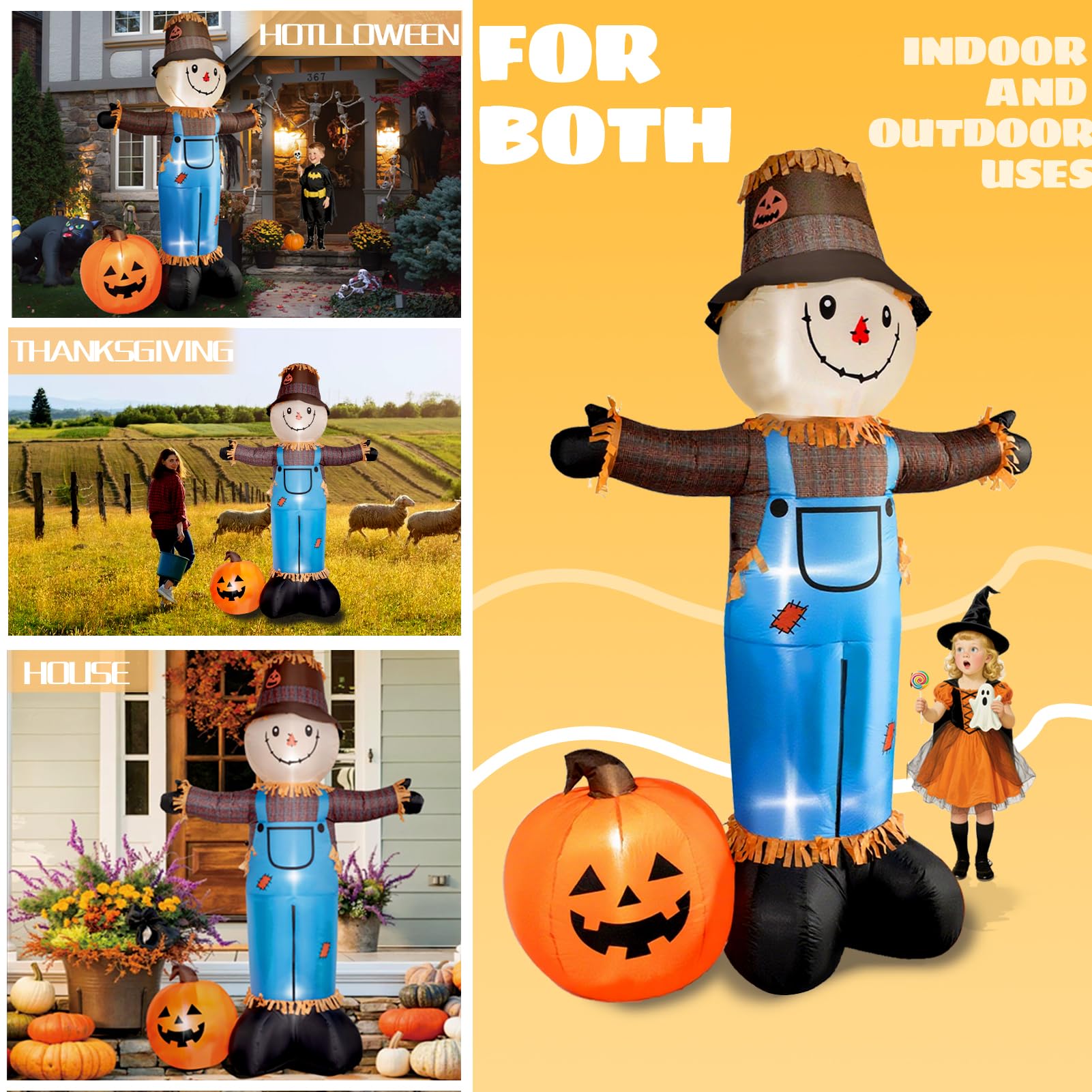 FOCIE scarecrow lit at night with LEDs for improved nighttime visibility