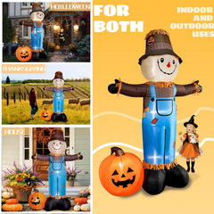 FOCIE scarecrow lit at night with LEDs for improved nighttime visibility