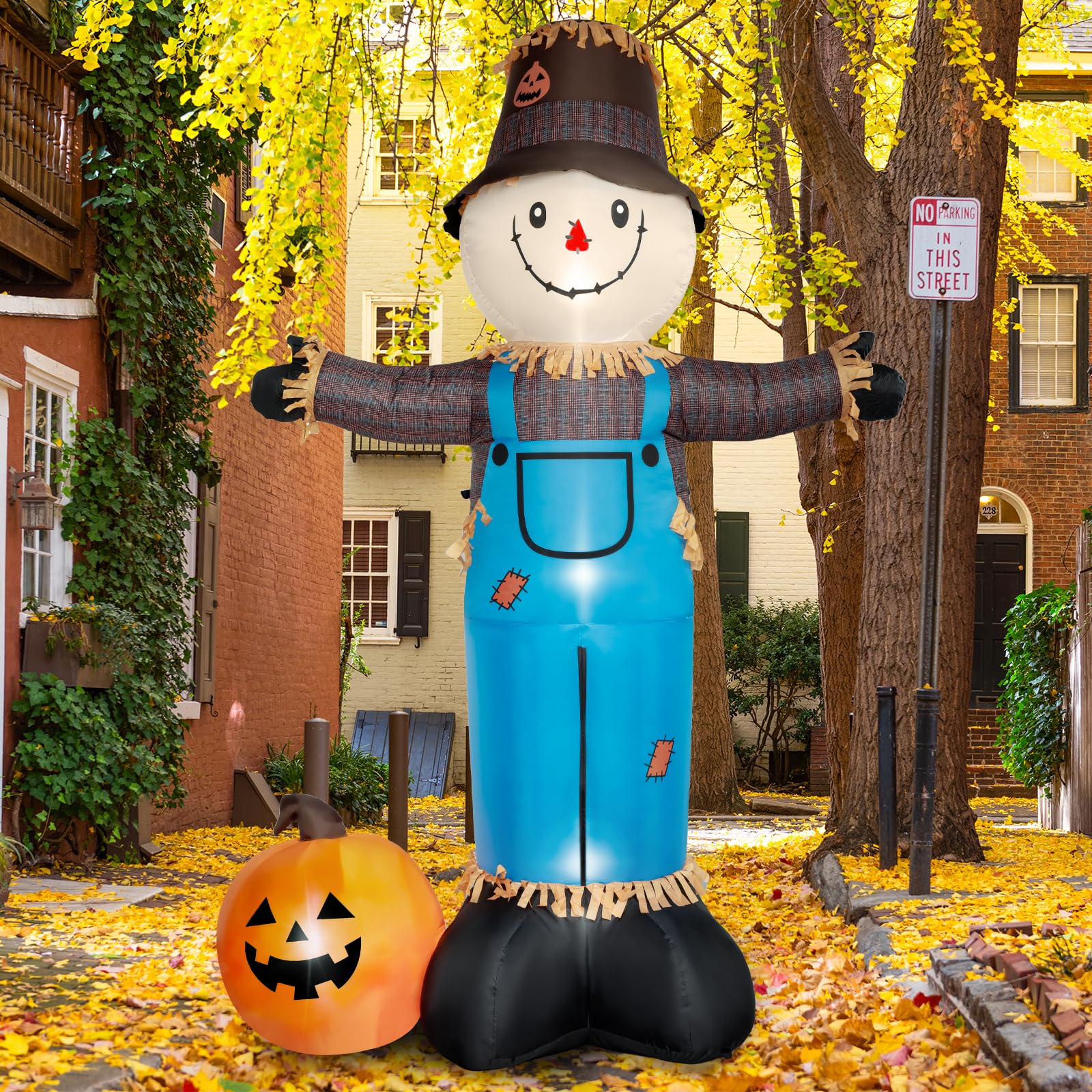 FOCIE scarecrow side profile showing reinforced seams and weather-resistant fabric