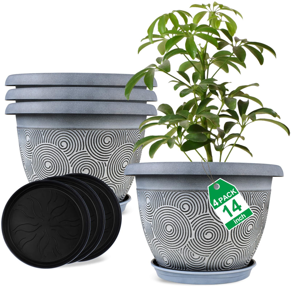 Fodetyff front view of four white planters showing modern look and consistency