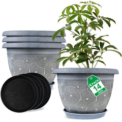 Fodetyff front view of four white planters showing modern look and consistency