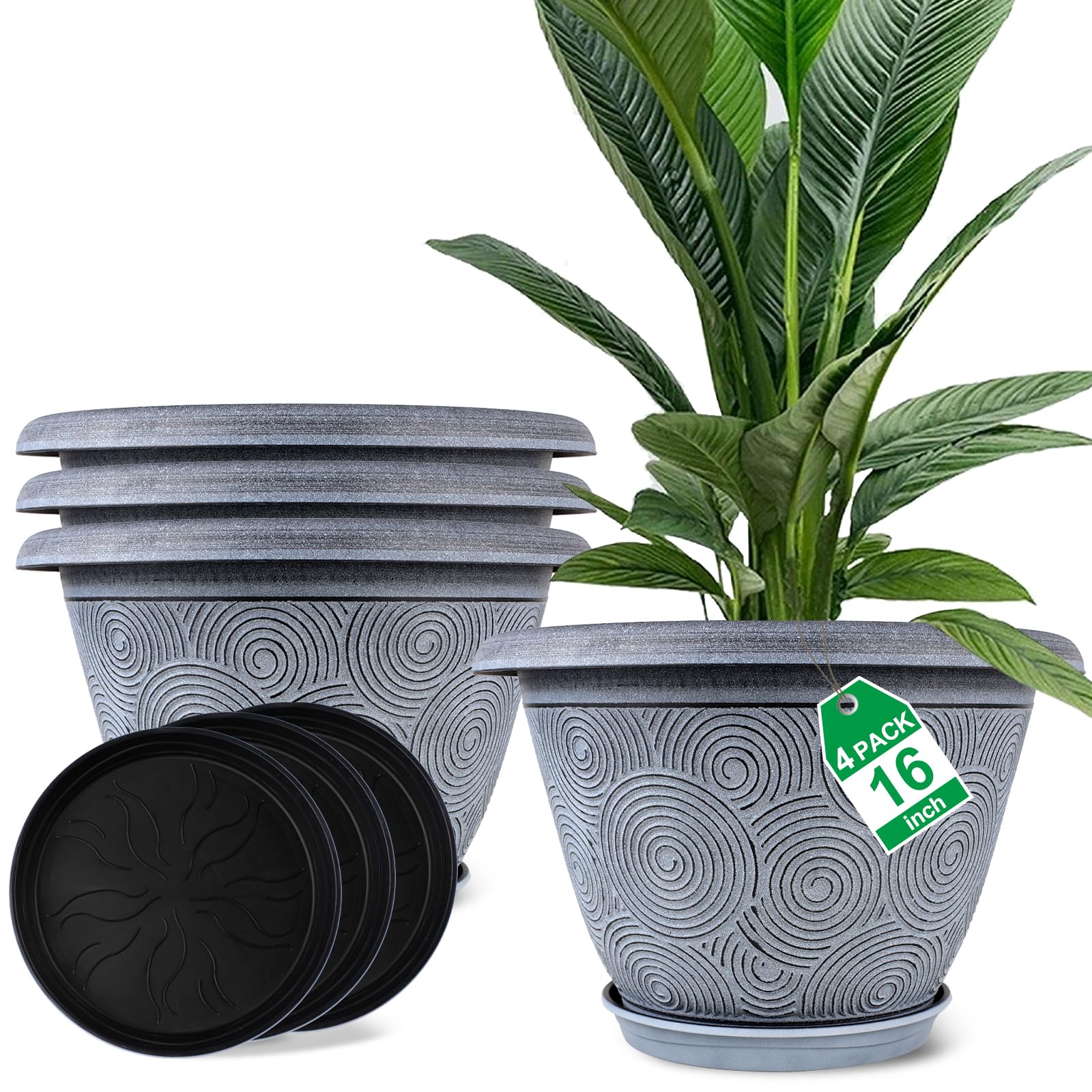 Fodetyff front view of 16 inch planter showing modern look and space-saving benefit