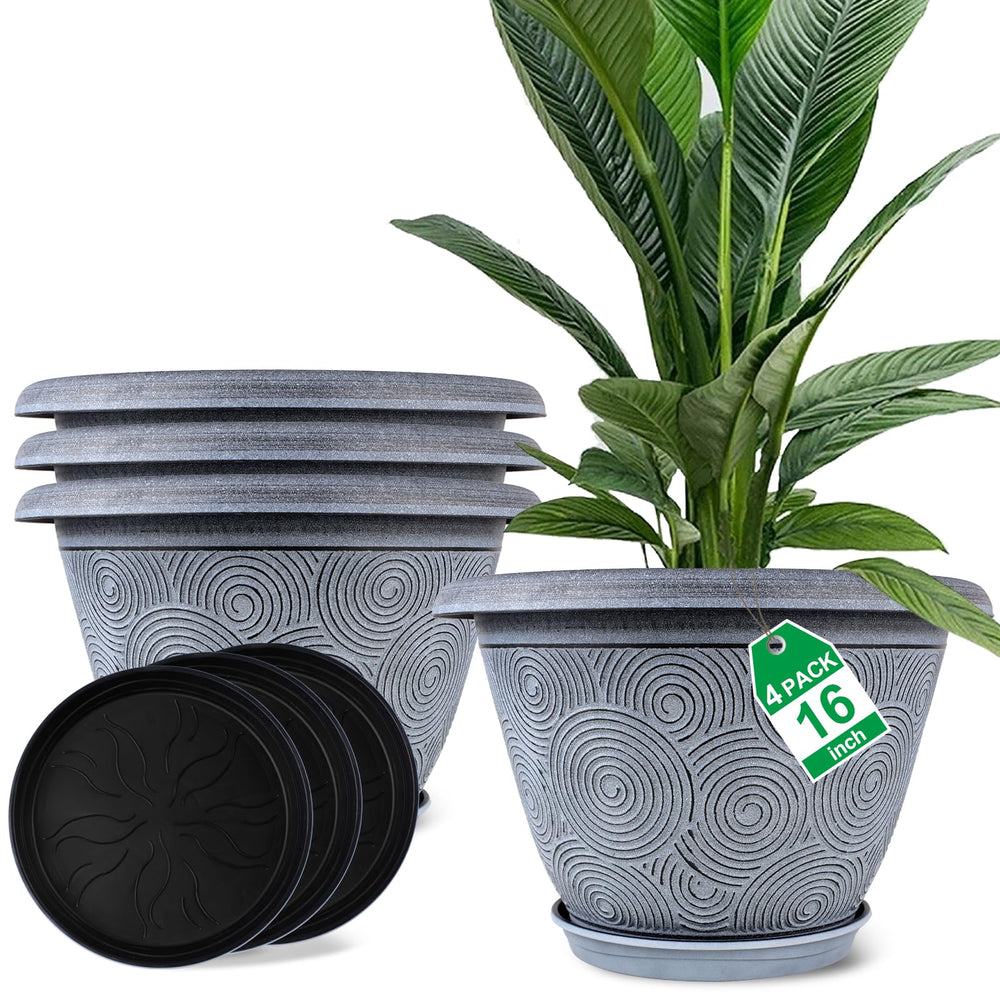 Fodetyff front view of 16 inch planter showing modern look and space-saving benefit